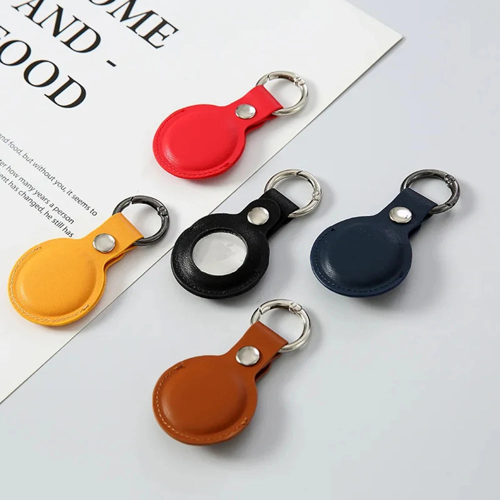 For Apple Airtags Case PU Leather Keychain Protective For Airtag Tracker Locator Device Anti-lost For Airtag Case Key Ring Cover