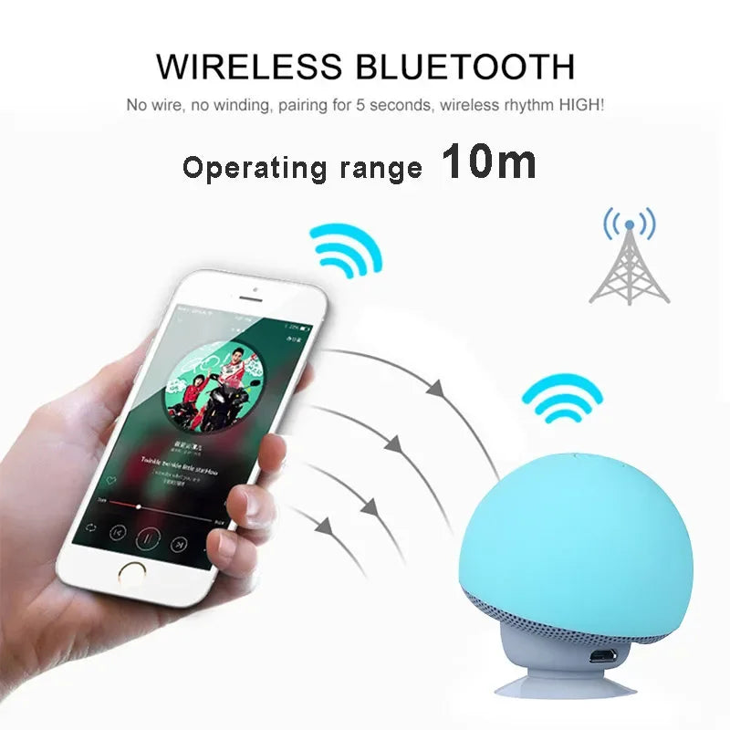 Cartoon Cuteness Mini Mushroom Speaker Bluetooth Wireless MP3 Music Player for Mobile Phone Computer Waterproof Stereo Subwoofer