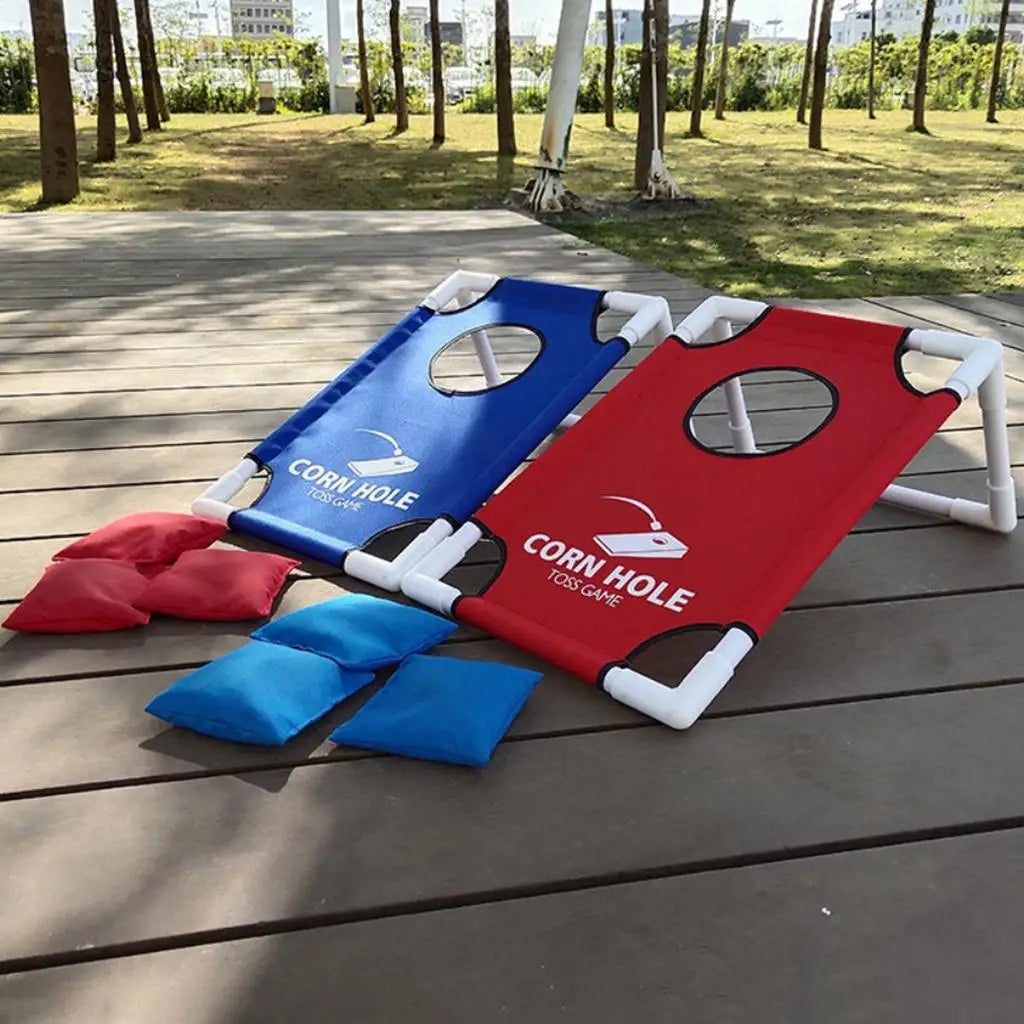 Folding CORNHOLE BOARDS BEANBAG TOSS GAME SET Corn Hole Toy for Families Kids